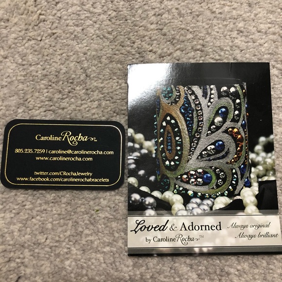 Beautiful Caroline Rocha Leather Cuff with Swarovski Crystals - Picture 6 of 6